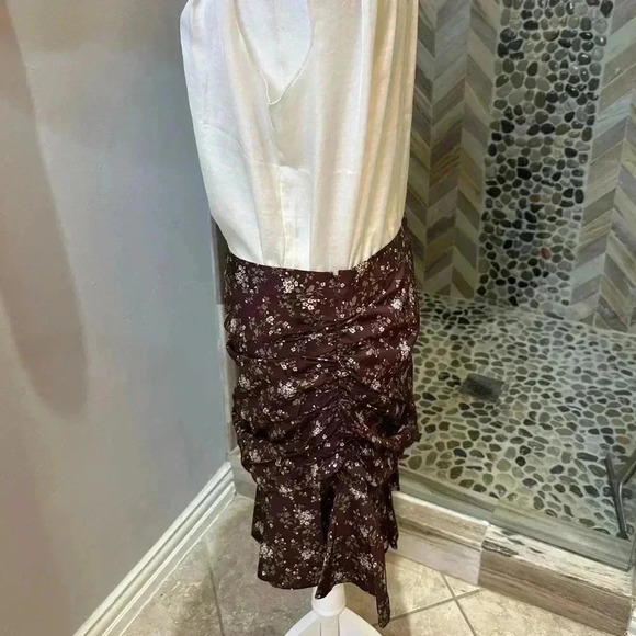Veronica Beard 'Taras' Floral-Print Ruched Silk Mini Skirt size 10 - Picture 4 of 6